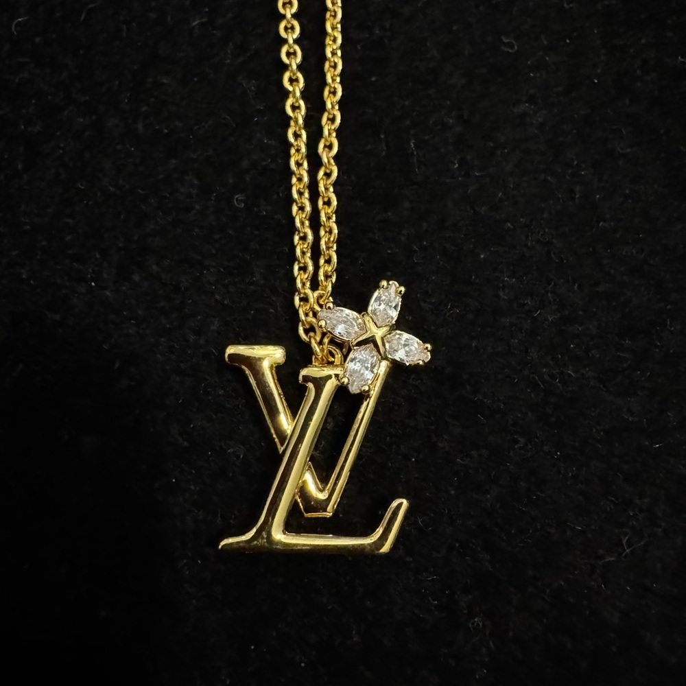 Louis Vuitton Floral Gold Crystal Pendant Necklace